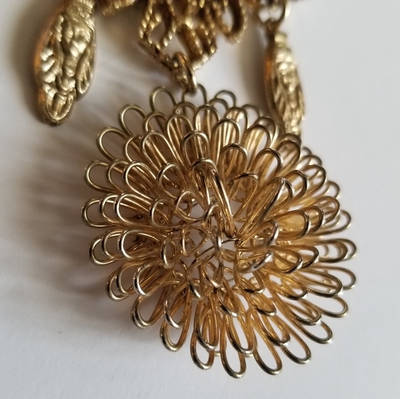 Relisted -Vintage buddha necklace green gold tone flower boho filigree bohemian - Picture 14 of 15